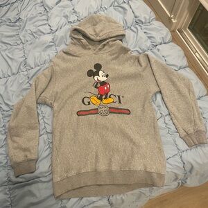 Gucci Gray Hoodie with Mickey Mouse Design